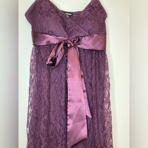 Le Chateau dark purple babydoll dress with satin bow